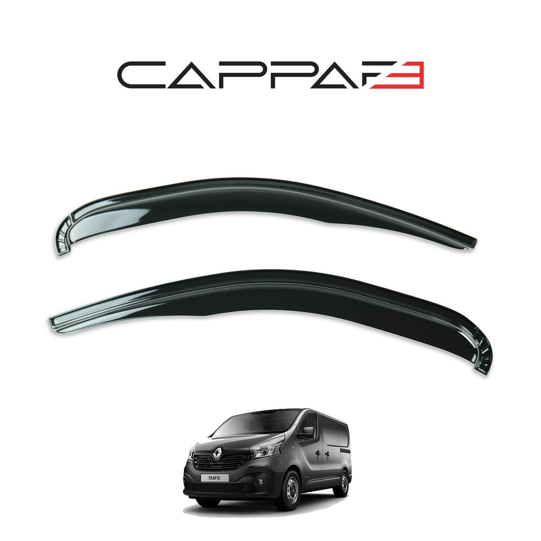 Window wind deflectors rain guards fitted on a Renault Trafic