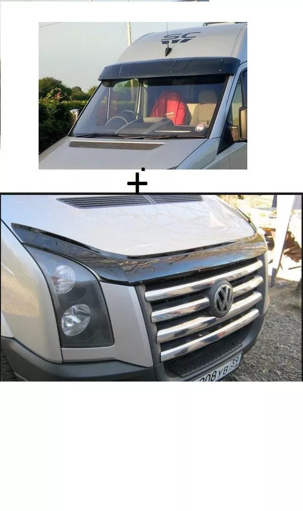 Sun Visor And Bug Guard Solid Black Acrylic For VW Crafter 2006-2012