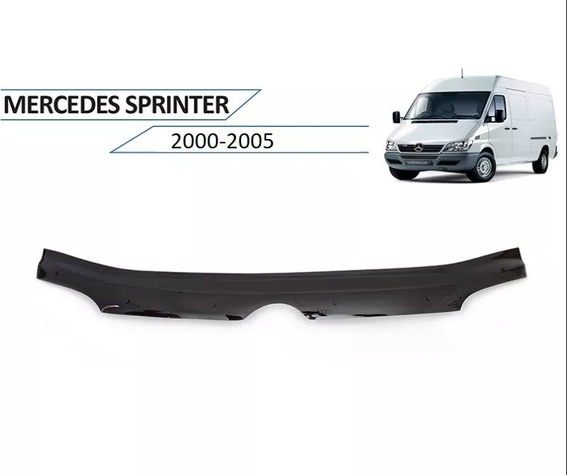 Sun Visor And Bug Guard Solid Black ABS For Mercedes Sprinter 2000-05
