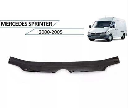 Sun Visor And Bug Guard Solid Black ABS For Mercedes Sprinter 2000-05