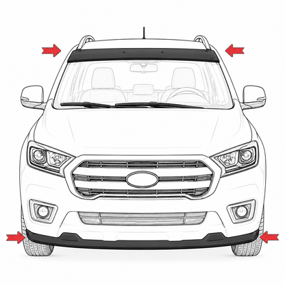 Sun Visor and Front Bumper Lip for Vauxhall Vivaro B (X82) 2014-2019