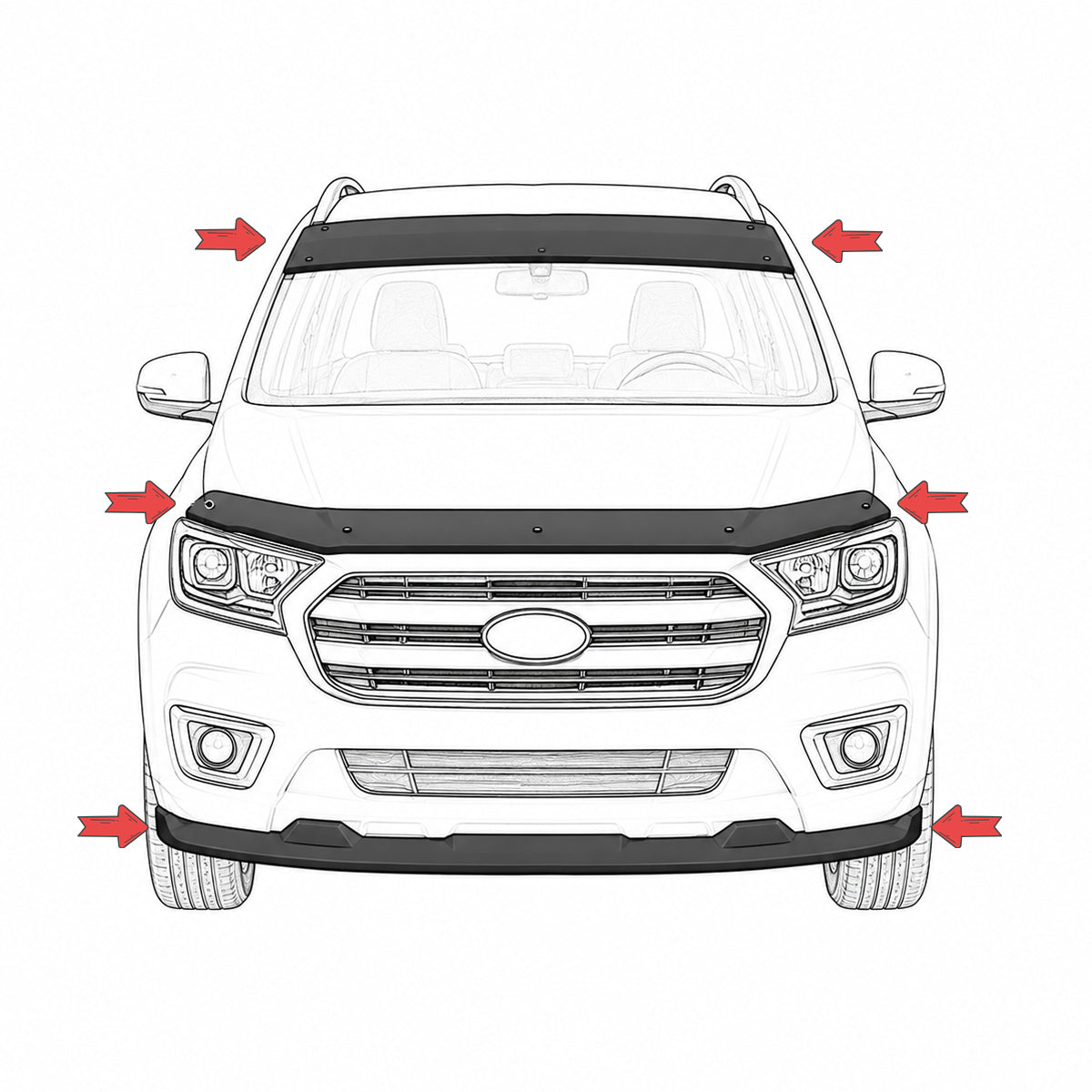 Sun Visor, Bonnet Deflector, Lip and Bumper Sill for Volkswagen Crafter 2018-23