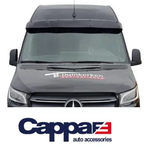 Sun Visor And Bug Guard Solid Black ABS For Mercedes Sprinter 2018 -21