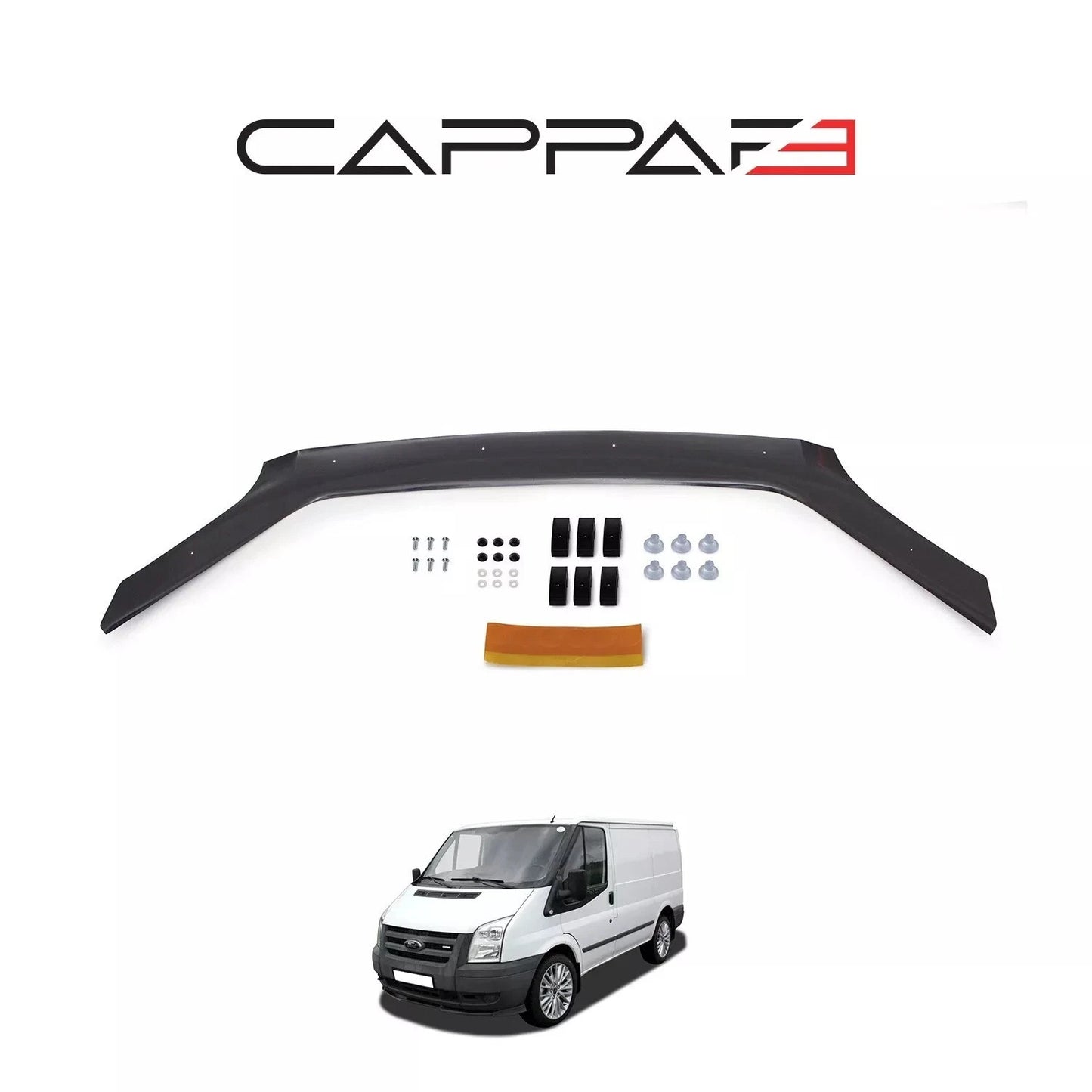Sun Visor And Bug Guard Solid Black ABS For Ford Transit MK7 2006-13