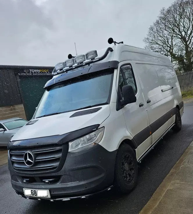 Sun Visor And Bug Guard Solid Black ABS For Mercedes Sprinter 2018-2024