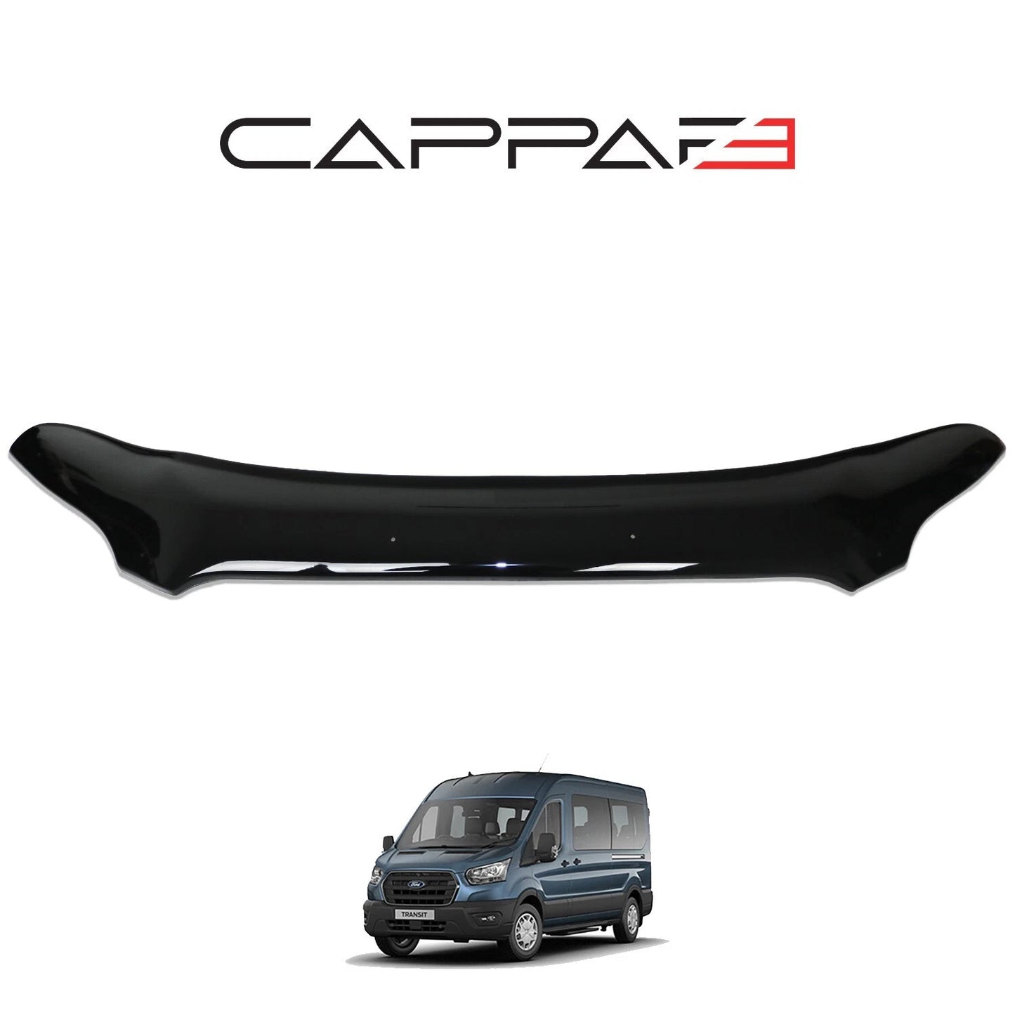 Sun Visor And Bug Guard Solid Black ABS For Ford Transit MK8 2019-2023
