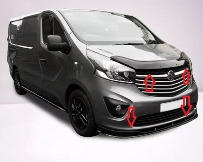 Splitter And Bonnet Deflector Front Black For Vauxhall Vivaro 2014-2018