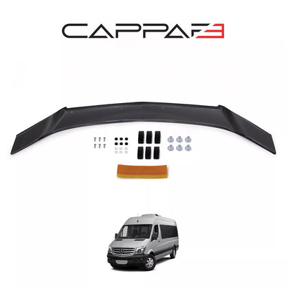 Sun Visor And Bug Guard Solid Black ABS For Mercedes Sprinter 2014-2017
