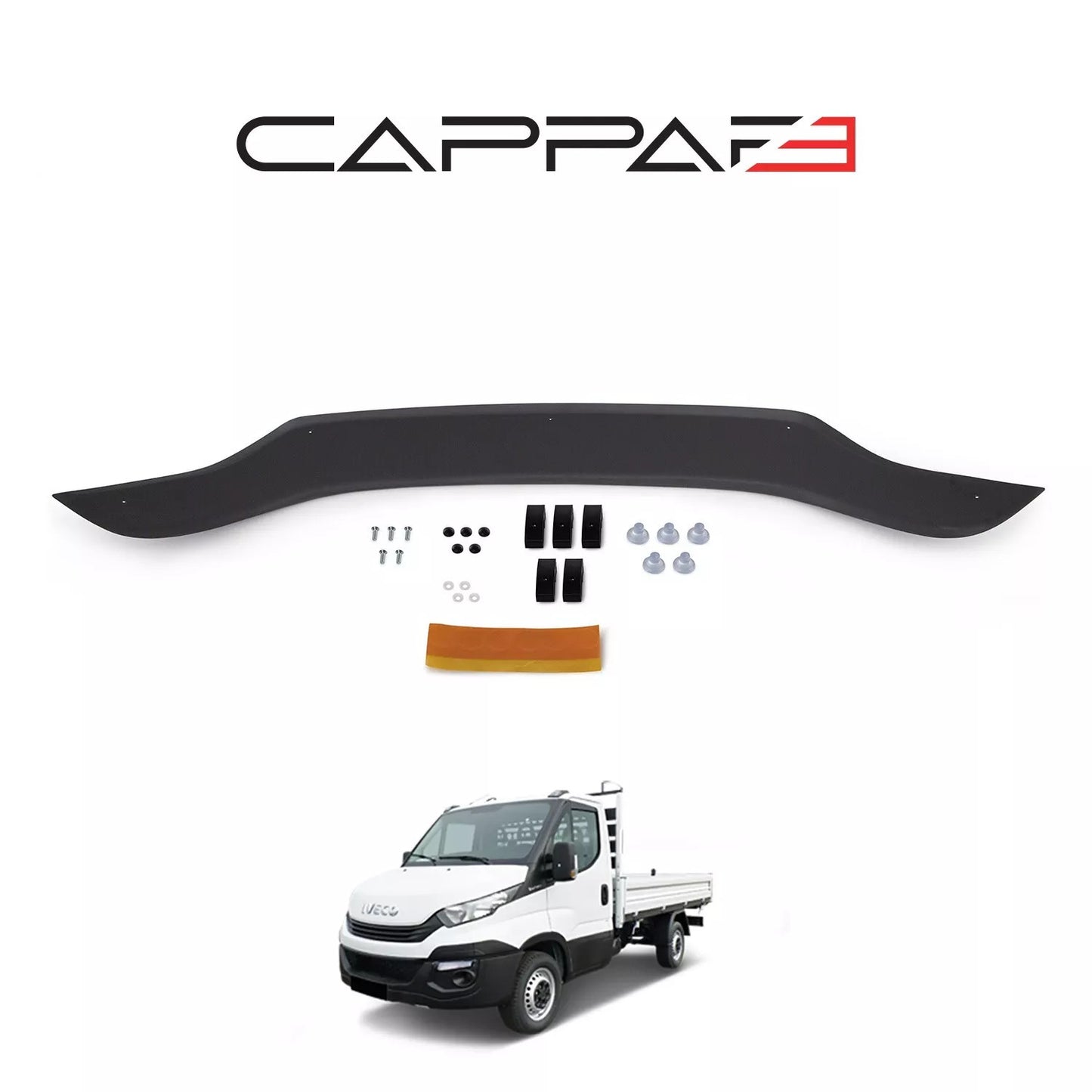 Sun Visor And Bug Guard Solid Black Acrylic For Iveco Daily 2014-2022