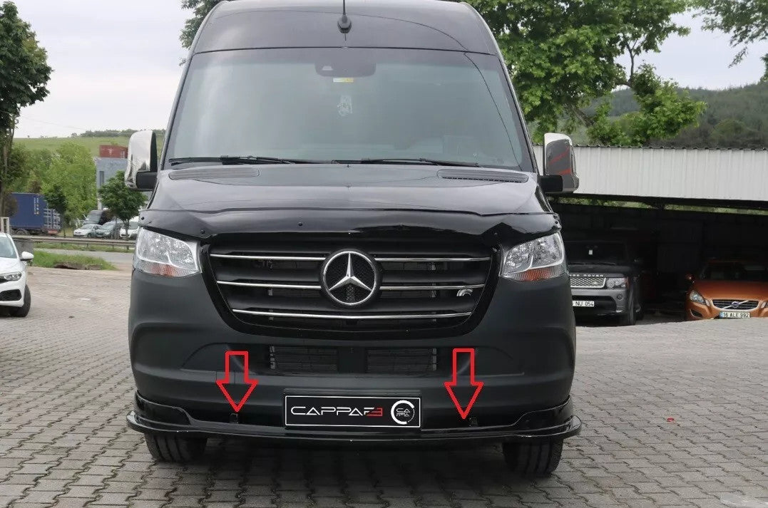 Mercedes Sprinter 3 (W907) 2019-2024 Front Bumper Lip Splitter Spoiler Black