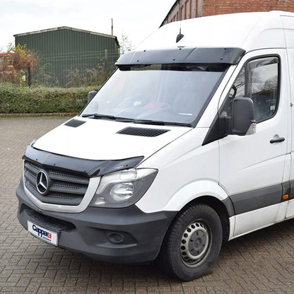 Sun Visor And Bug Guard Solid Black ABS For Mercedes Sprinter 2014-2017