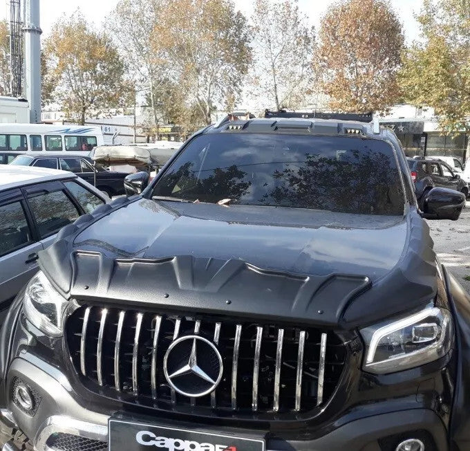 Mercedes X-Class (W470) 2017-2020 Bonnet Wind Stone Hood Trim Dragon Pack Black