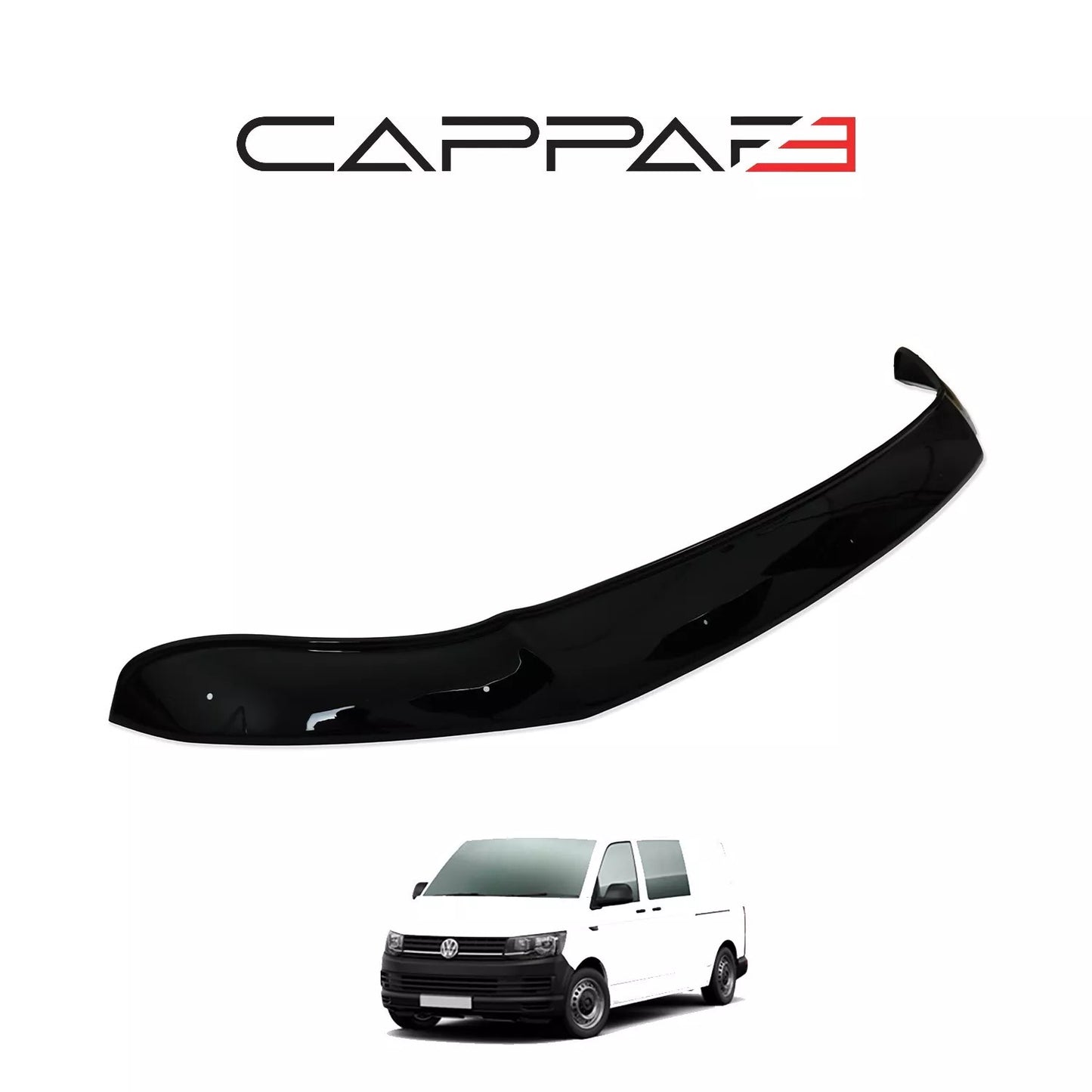 Sun Visor And Bonnet Protector Black ABS For VW Transporter T6 2016-2019
