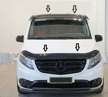 Sun Visor And Bonnet Guard Black Acrylic For Mercedes Vito W447 2015-24