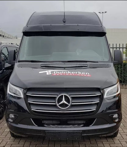 Sun Visor And Bug Guard Solid Black ABS For Mercedes Sprinter 2018-2024
