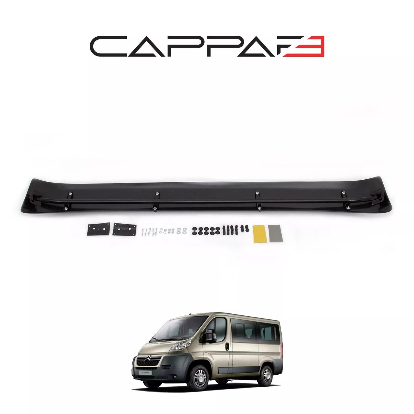 Sun Visor And Bug Guard Solid Black Acrylic For Citroen Relay 2006-2013