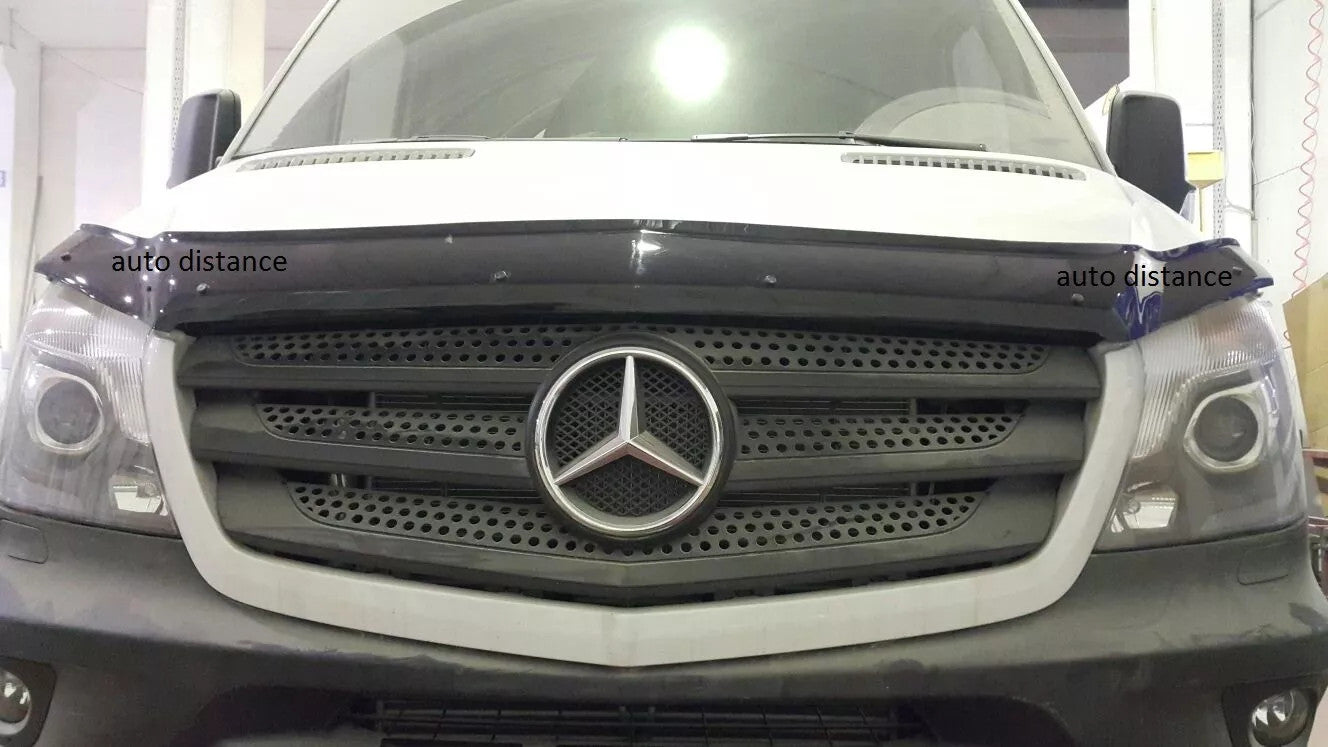 Sun Visor And Bug Guard Solid Black ABS For Mercedes Sprinter 2014-2017