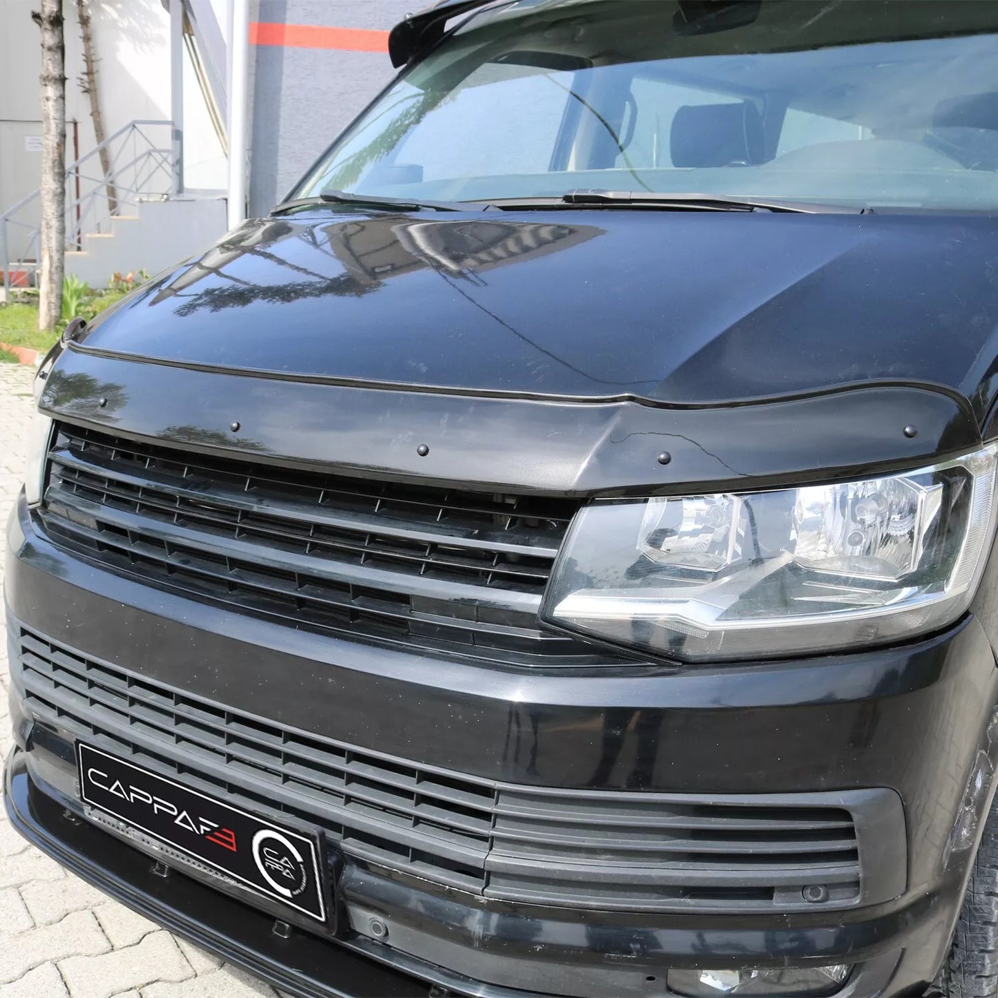 Sun Visor And Bonnet Protector Black ABS For VW Transporter T6 2016-2019