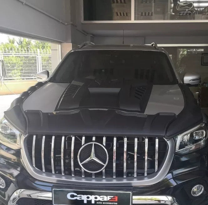 Mercedes X-Class (W470) 2017-2020 Bonnet Wind Stone Hood Trim Dragon Pack Black