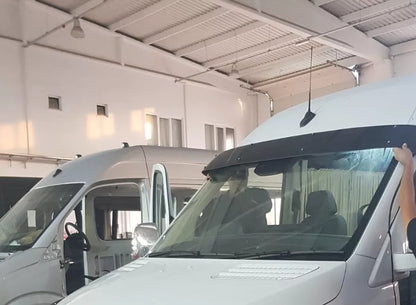 Sun Visor And Bug Guard Solid Black ABS For Mercedes Sprinter 2018-2024