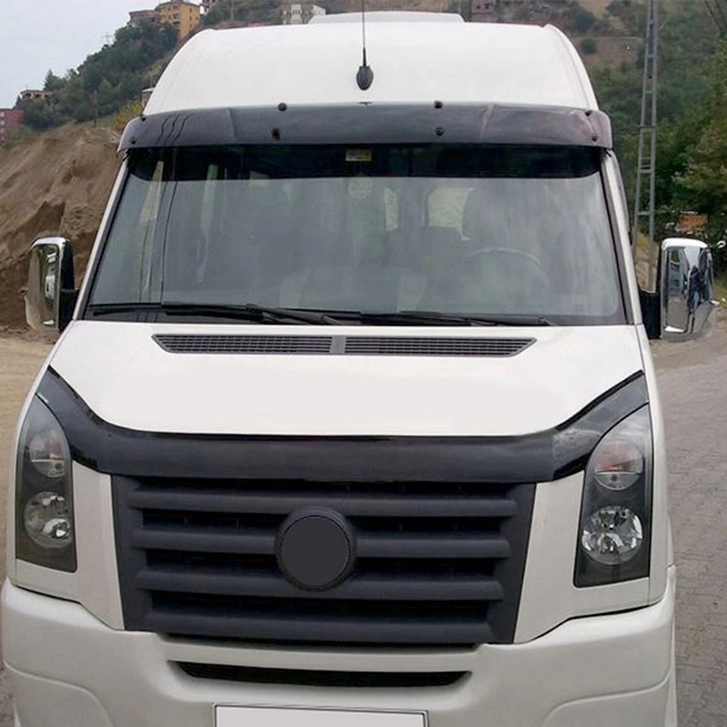 Sun Visor And Bug Guard Solid Black Acrylic For VW Crafter 2006-2012