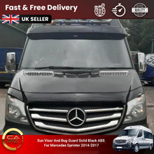 Sun Visor And Bug Guard Solid Black ABS For Mercedes Sprinter 2014-2017