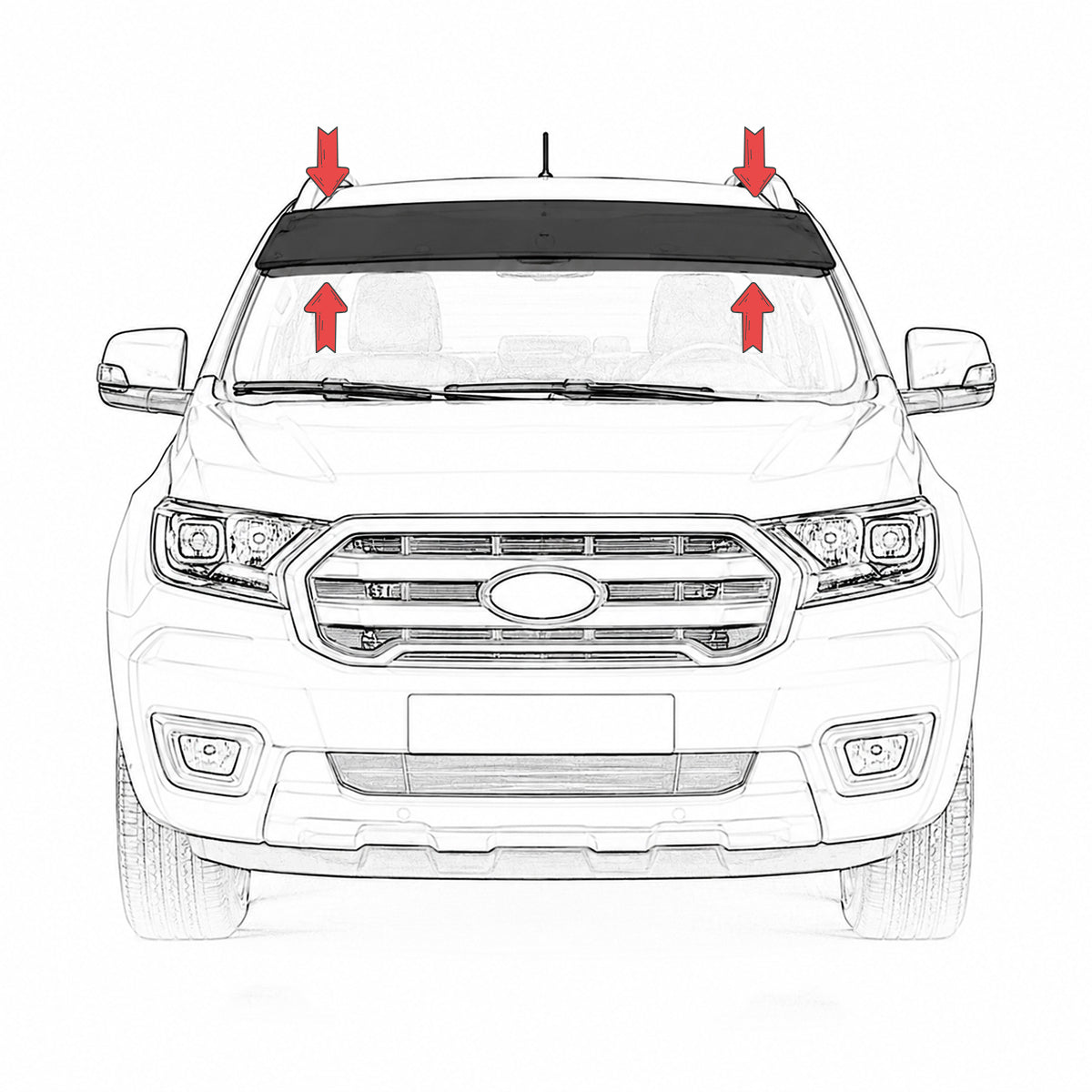 Sun Visor and Bonnet Deflector Bug Guard for Mitsubishi L200 2019 Onwards
