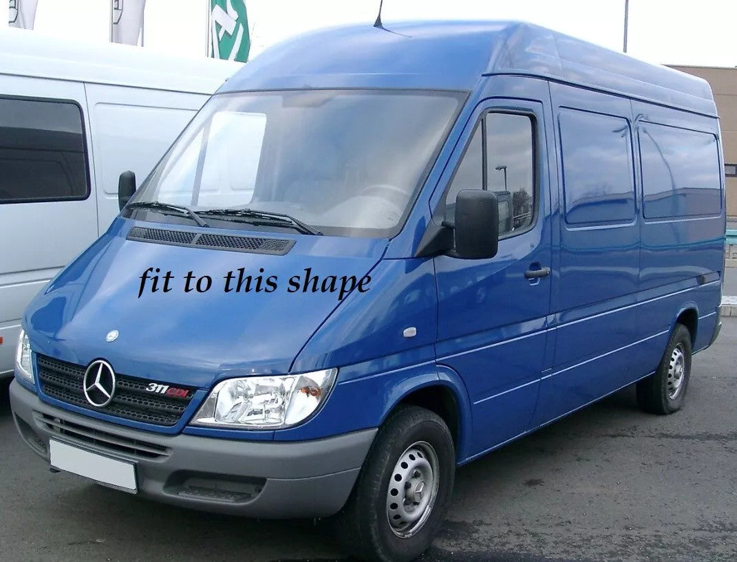 Sun Visor And Bug Guard Solid Black ABS For Mercedes Sprinter 2000-05