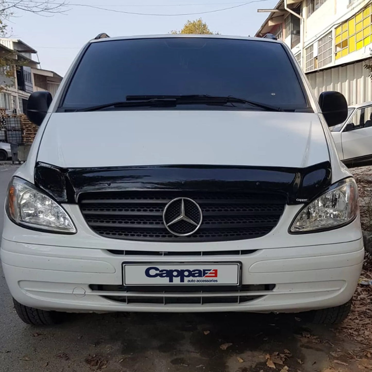 Sun visor and Bug Guard Set Front Black For Mercedes Vito 639 2004-2013