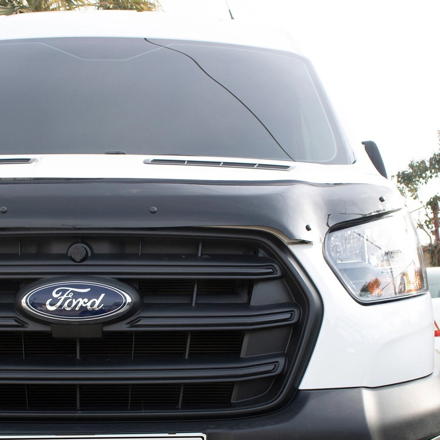 Sun Visor And Bug Guard Solid Black ABS For Ford Transit MK8 2019-2023