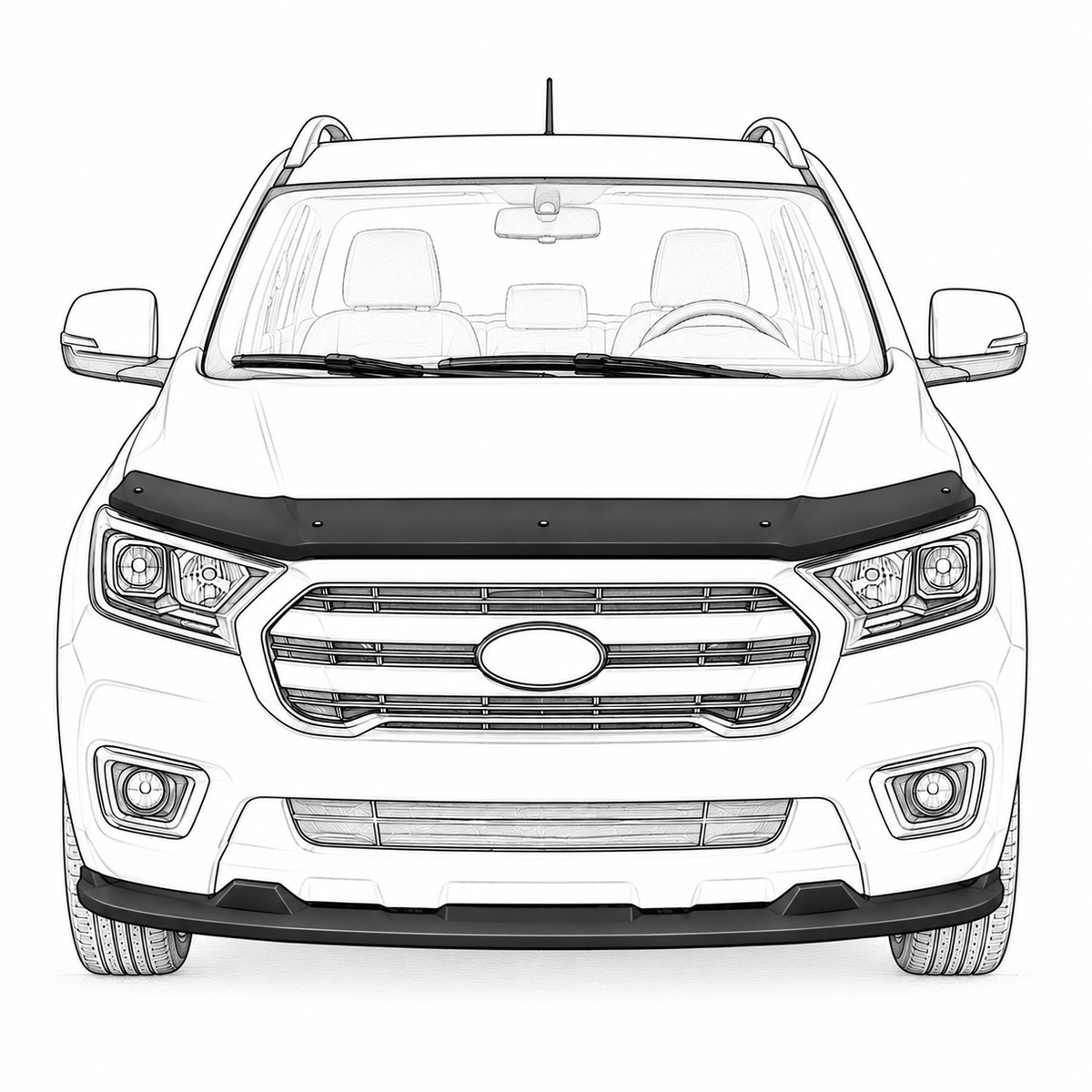 Bonnet Deflector and Front Bumper Lip for Ford Transit Mk8 2014-2019