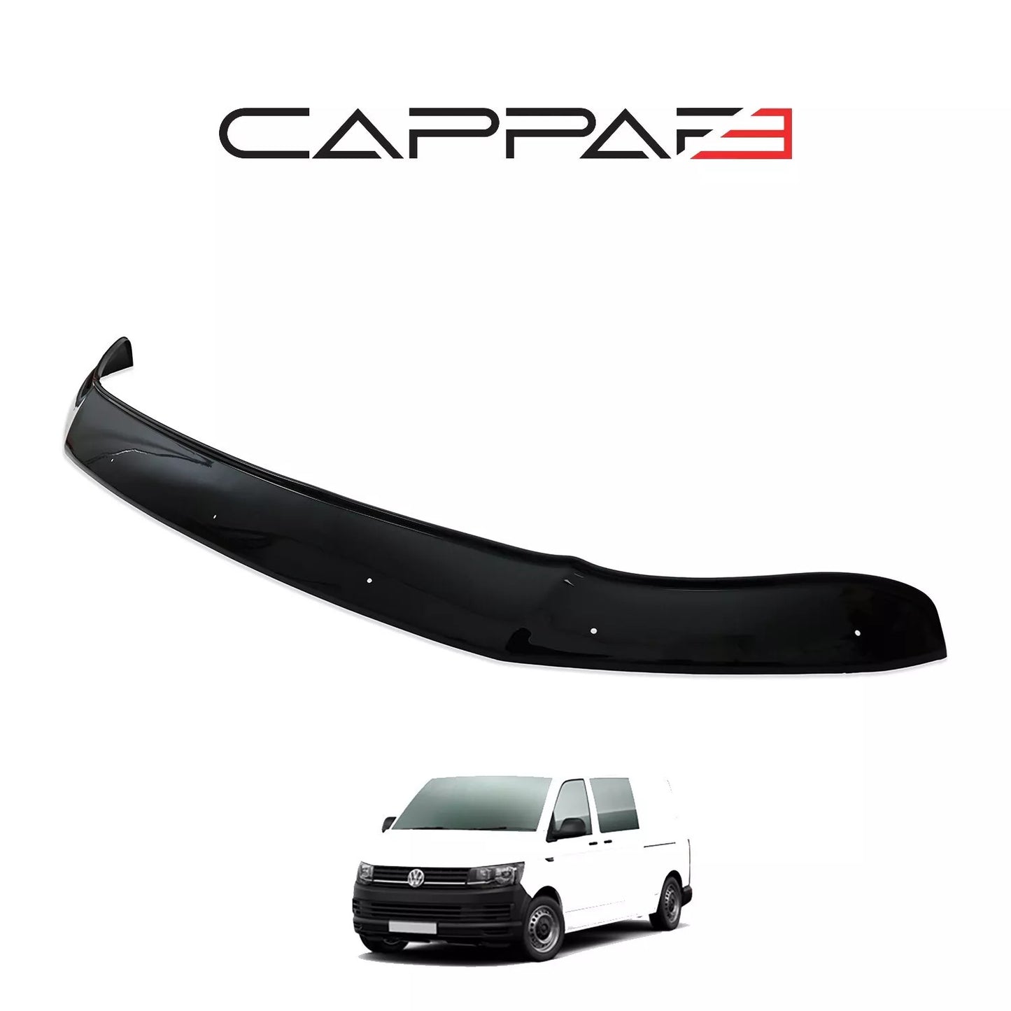 Sun Visor And Bonnet Protector Black ABS For VW Transporter T6 2016-2019