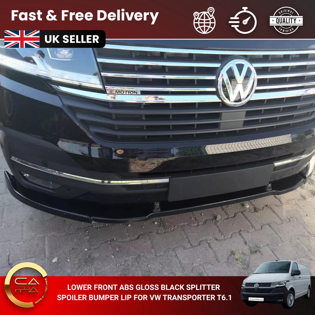 Volkswagen T6.1 2019-2024 Front Bumper Lip Splitter Spoiler Black