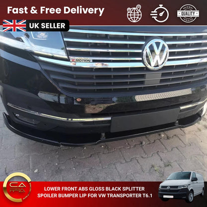 Volkswagen T6.1 2019-2024 Front Bumper Lip Splitter Spoiler Black