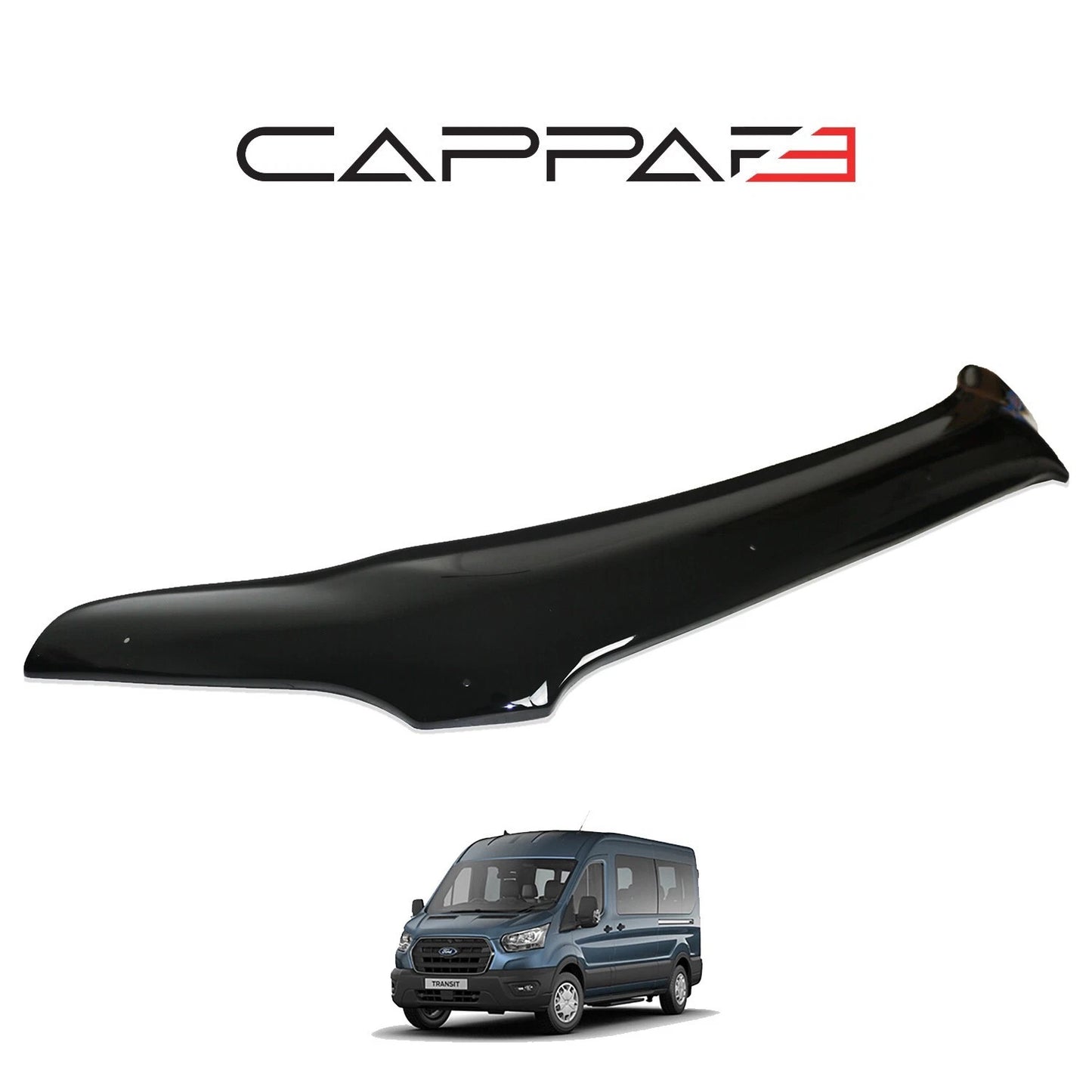 Sun Visor And Bug Guard Solid Black ABS For Ford Transit MK8 2019-2023