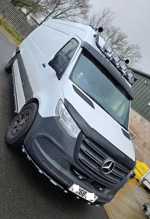 Sun Visor And Bug Guard Solid Black ABS For Mercedes Sprinter 2018-2024