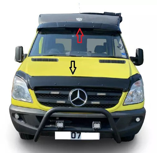 Sun Visor And Bug Guard Black ABS For Mercedes Sprinter W906 2006-2013
