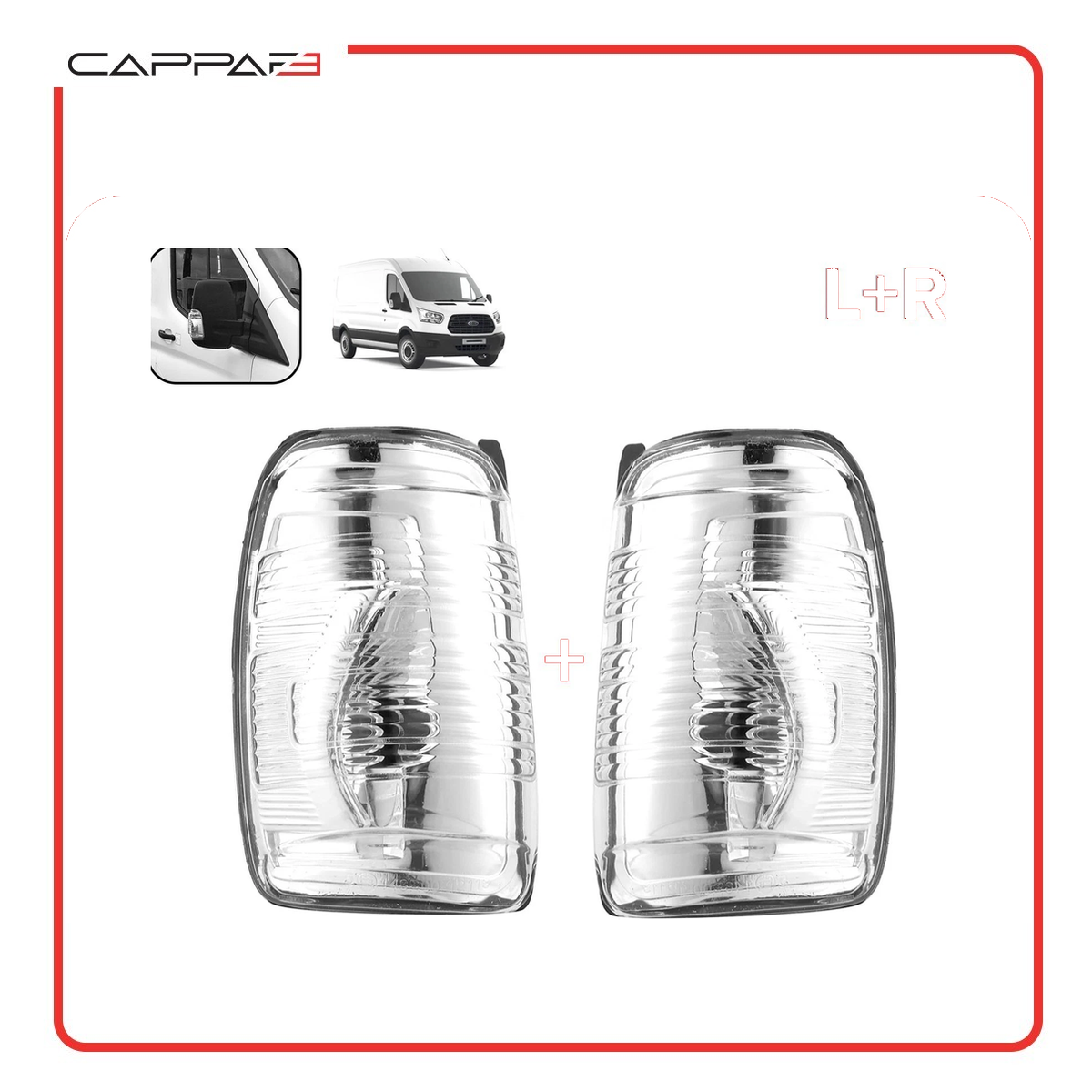 Pair of clear wing mirror indicator lenses for Ford Transit Mk8 2014-2019 – 2
