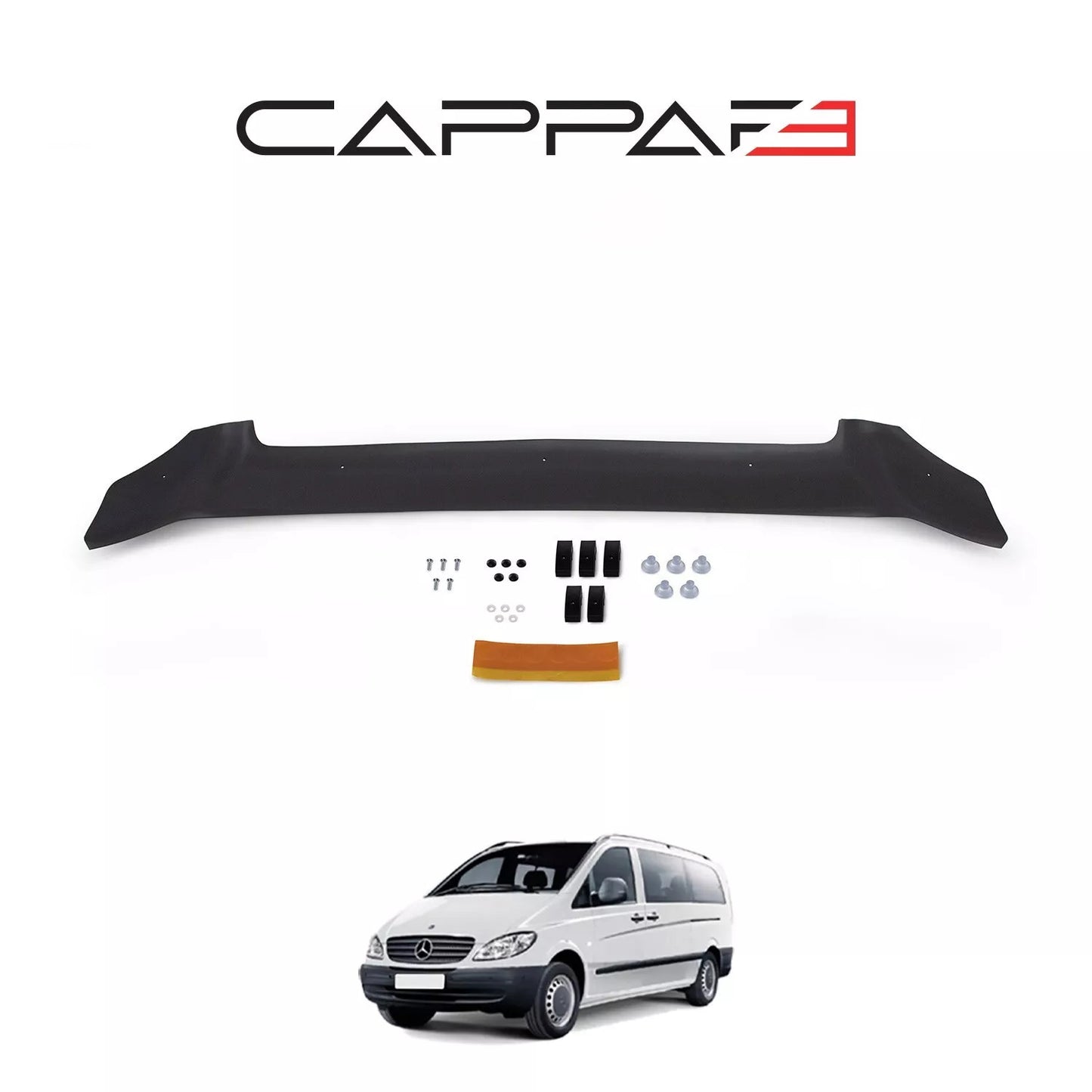 Sun visor and Bug Guard Set Front Black For Mercedes Vito 639 2004-2013