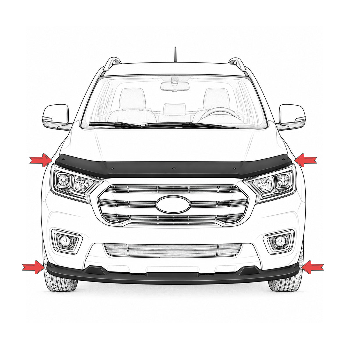 Bonnet Deflector, Bumper Lip and Rear Bumper Sill for Volkswagen Caddy 5 (SB) 2020 Onward