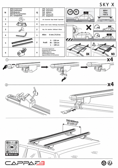 Alfa Romeo 156 2017-2026 SKY-X roof rack cross bars black – 9