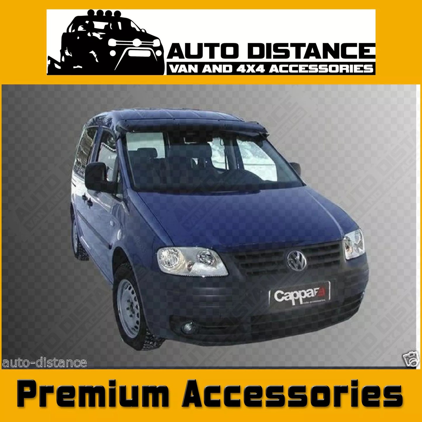 Sun Visor And Bug Guard Front Solid Black Acrylic For VW Caddy 2004-2009