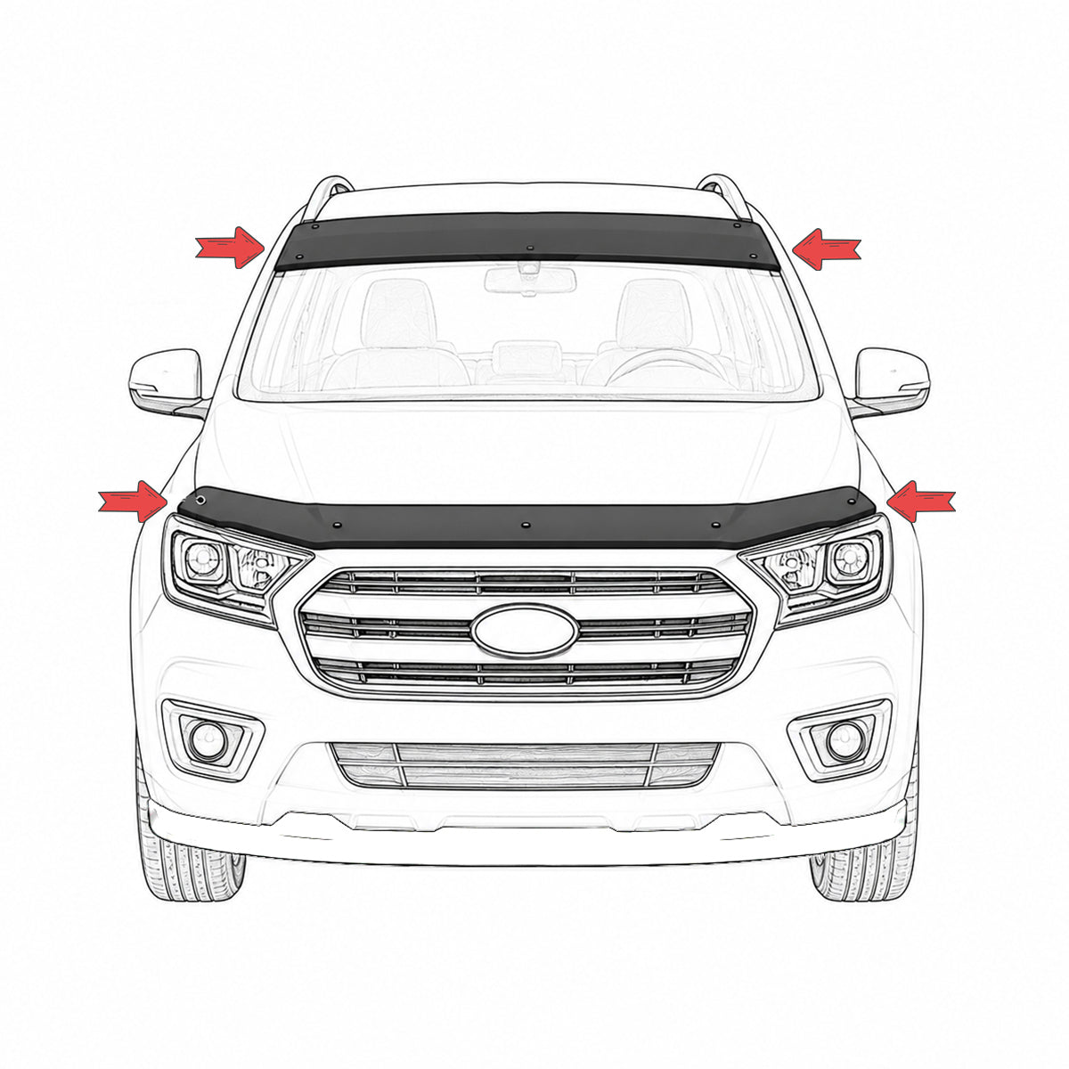 Sun Visor and Bonnet Deflector Bug Guard for Citroen Jumper 2 (250) 2006-2014