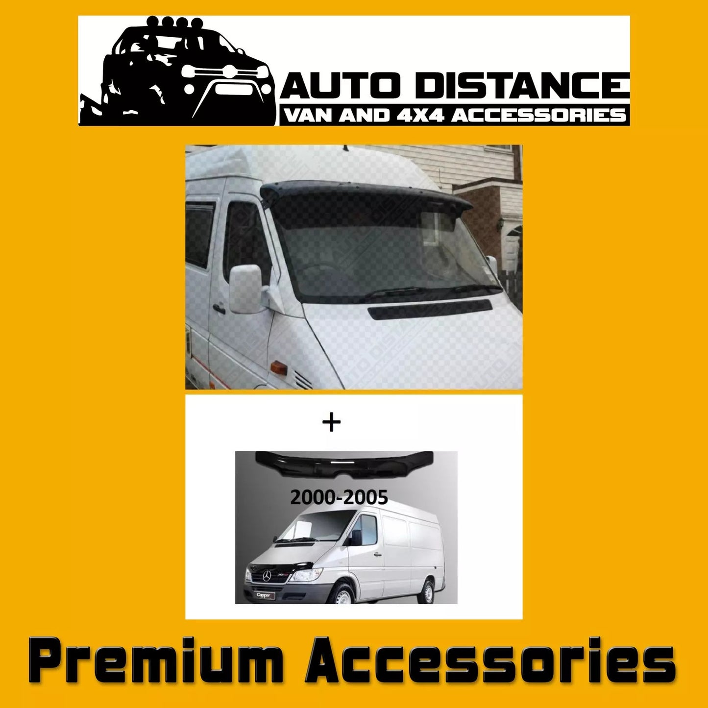 Sun Visor And Bug Guard Black ABS For Mercedes Sprinter W901-903 2001-05