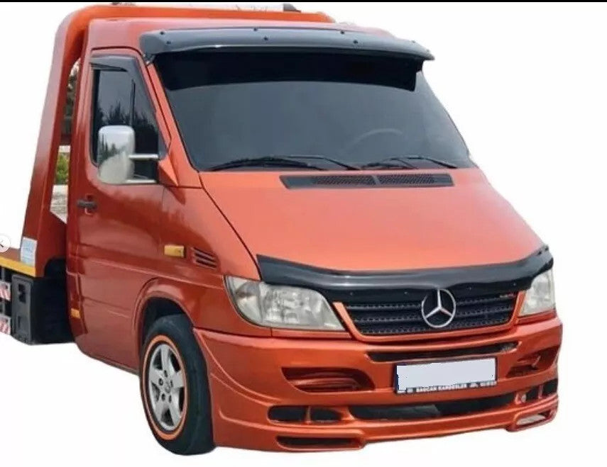 Sun Visor And Bug Guard Solid Black ABS For Mercedes Sprinter 2000-05