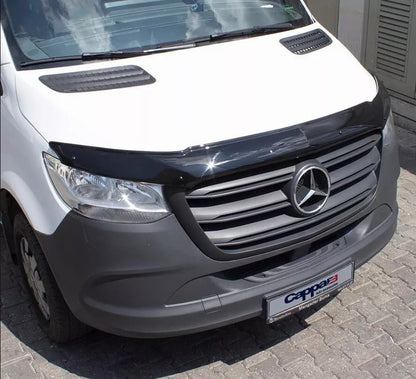 Sun Visor And Bug Guard Solid Black ABS For Mercedes Sprinter 2018 -21