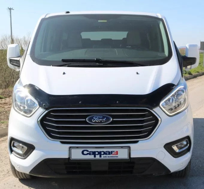 Sun Visor And Bug Guard Black Front ABS For Ford Transit Custom 2018-22