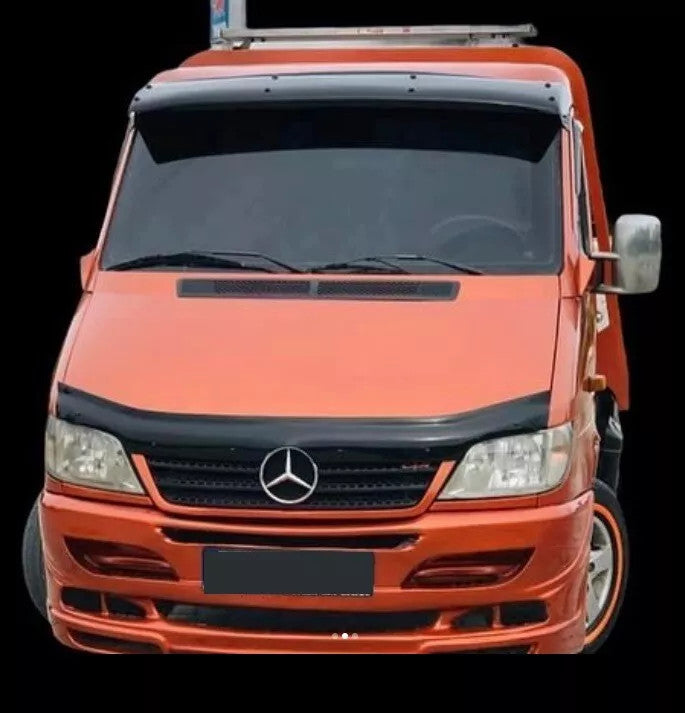 Sun Visor And Bug Guard Solid Black ABS For Mercedes Sprinter 2000-05
