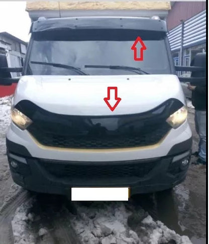 Sun Visor And Bug Guard Solid Black Acrylic For Iveco Daily 2014-2022