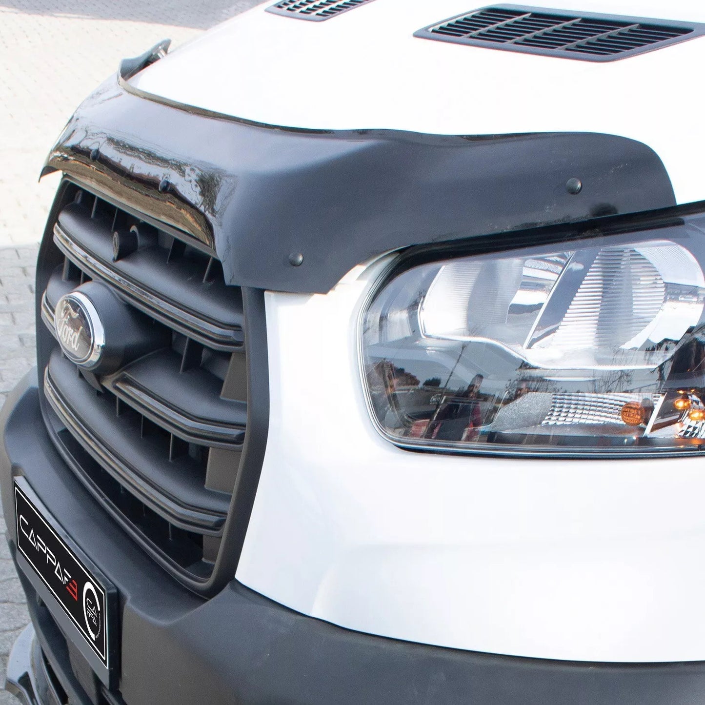 Sun Visor And Bug Guard Solid Black ABS For Ford Transit MK8 2019-2023